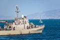 RHODES, GREECE Ã¢â¬â SEPTEMBER 21 2017: HS Ormi Ã¢â¬â Greek gunboat P230 former Asheville-class gunboats of the US Navy transferred